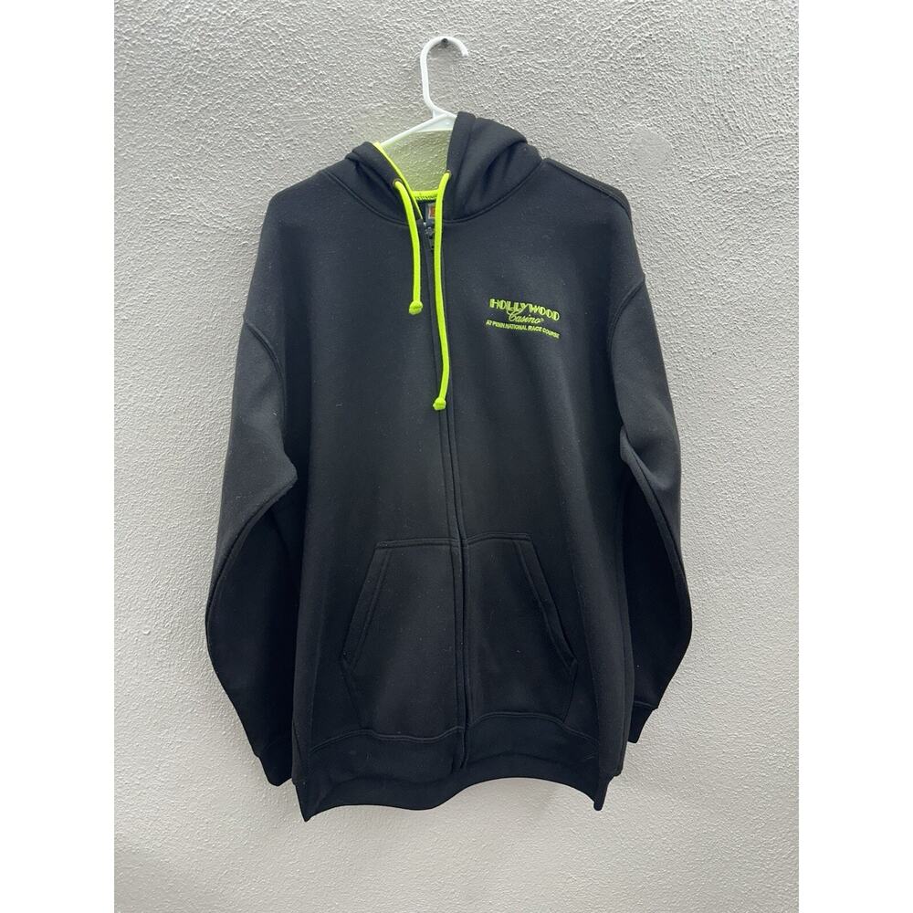 Tipsy Jacket Large Black Zip Up Hooded Hollywood Casino Penn National Fleece